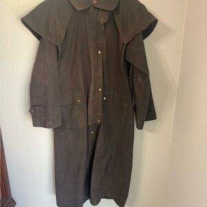 Brown western Long Canvas Slicker Rain Coat Size Medium